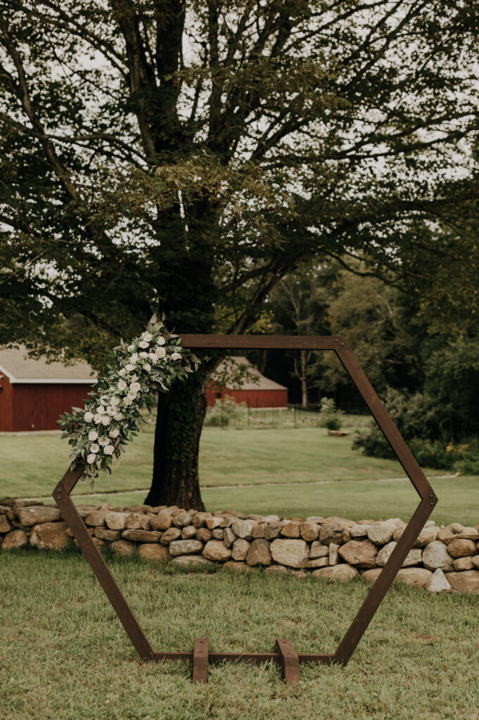 wood flower decor for connecticut wedding reception