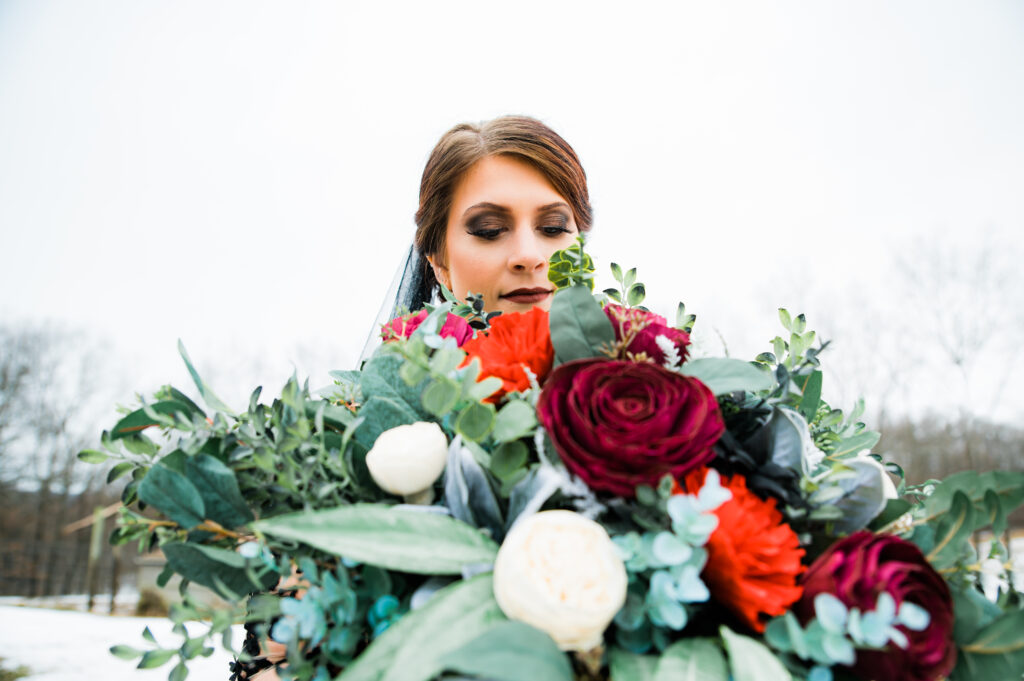 wood flower bridal bouquet