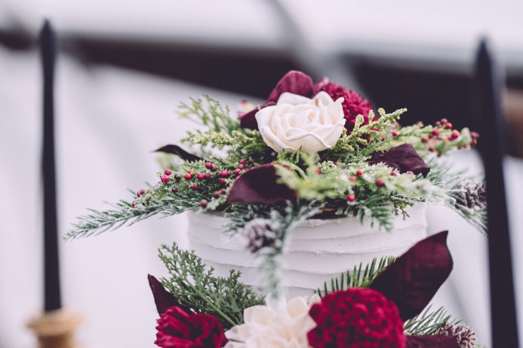 wood flower wedding cake topper