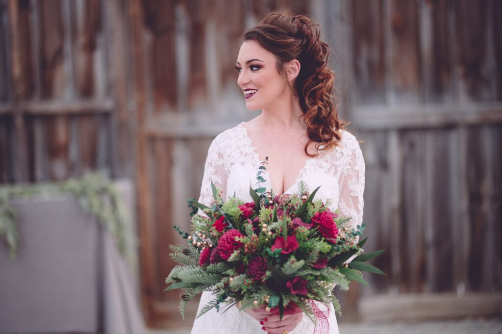 wood flower wedding bridal bouquet