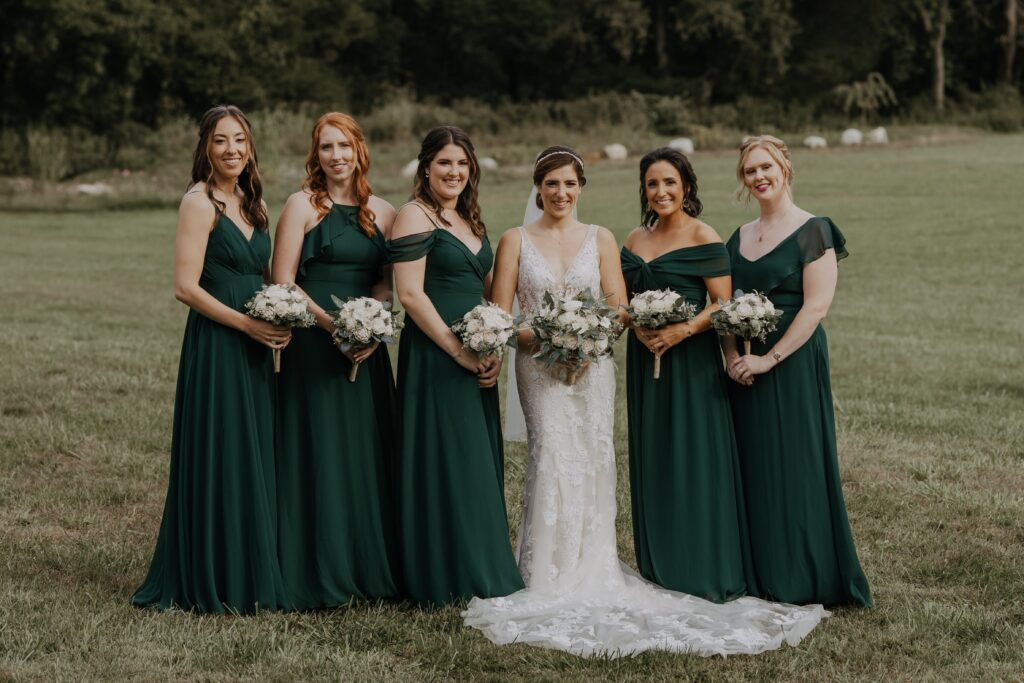 wood flower bridesmaid bouquets