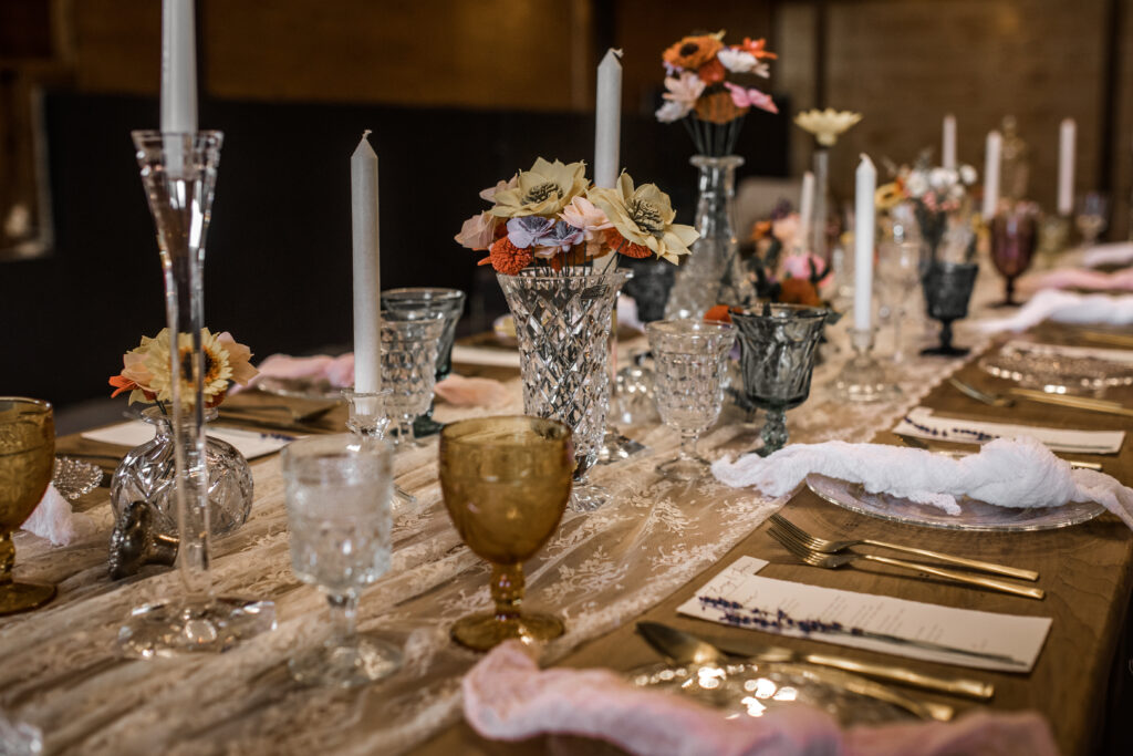 wood flower decor for connecticut wedding reception