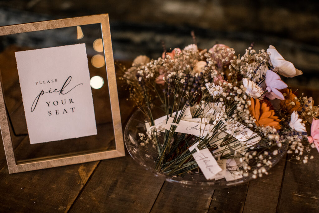 wood flower decor for connecticut wedding reception