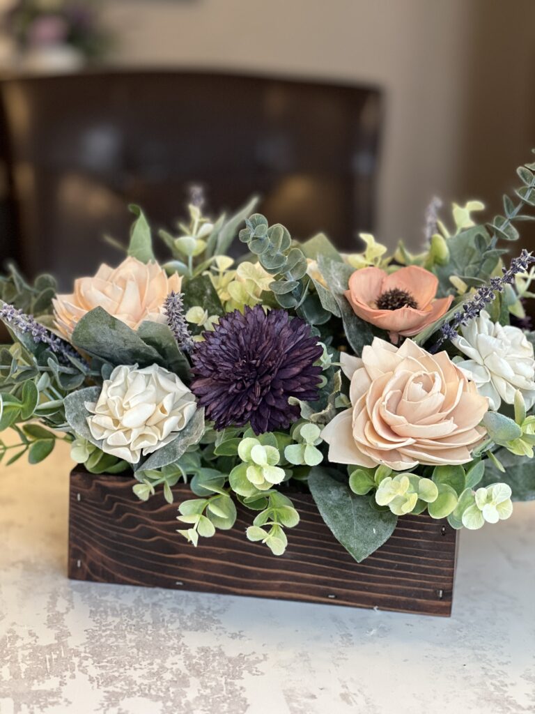 wood flower table arrangements