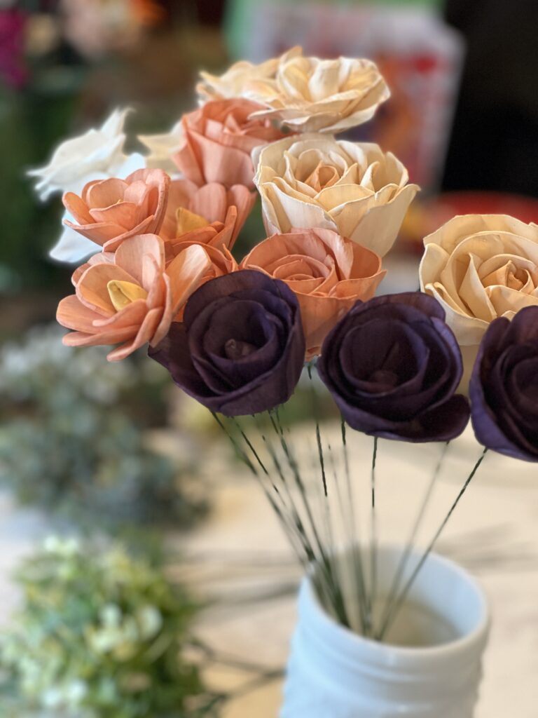 wood flower table arrangements