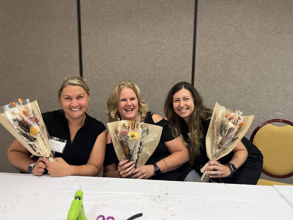 corporate team building with a DIY wood flower arrangement workshop