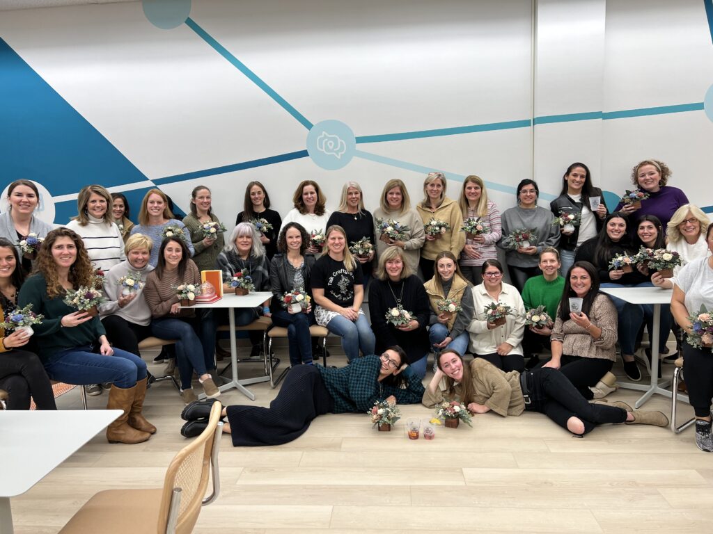 corporate team building with a DIY wood flower arrangement workshop